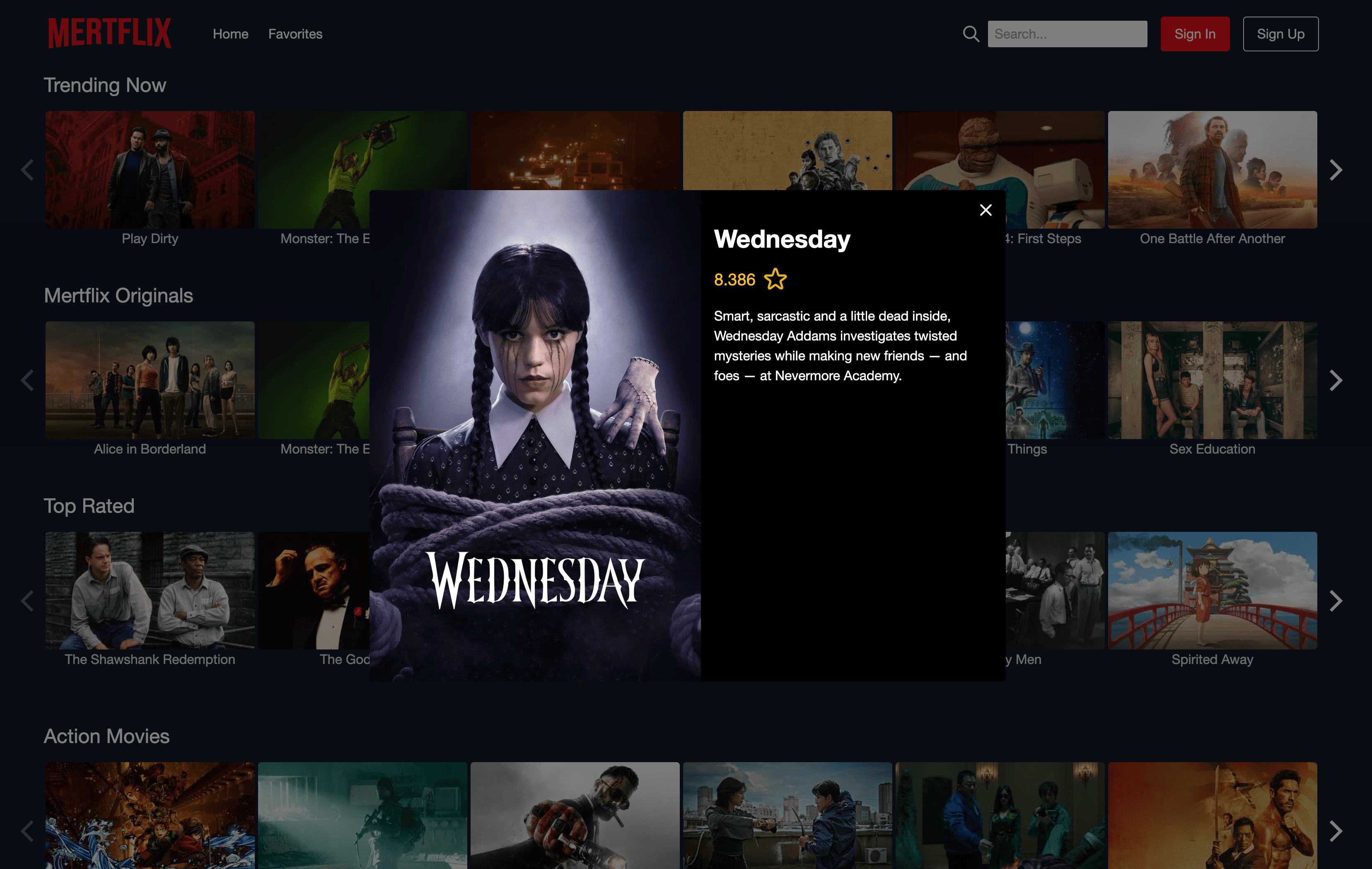 Mertflix modal